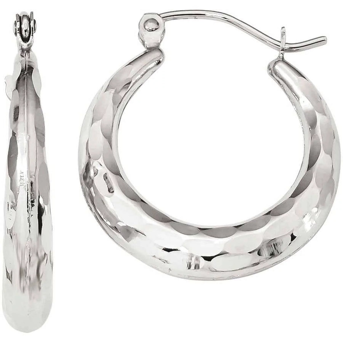 10 Karat White Gold Hoop Earrings X368