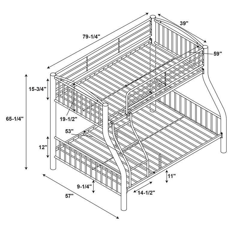 Twin Over Full Pewter Bed E2932