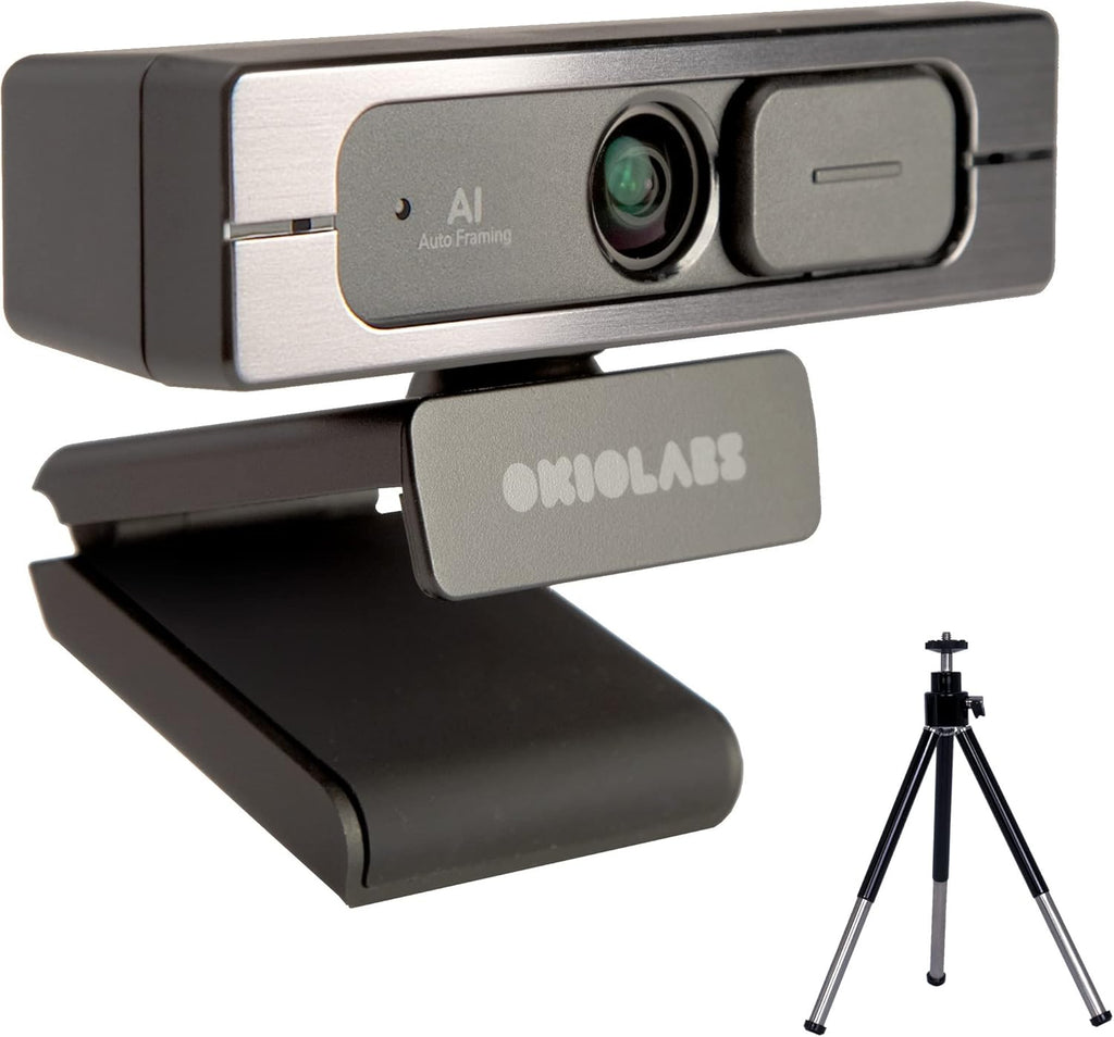 4K Ultra HD Webcam with AI Auto Framing, Wide 125-degree View, Dual Mics & Built-in Privacy Cover, with Tripod F2689