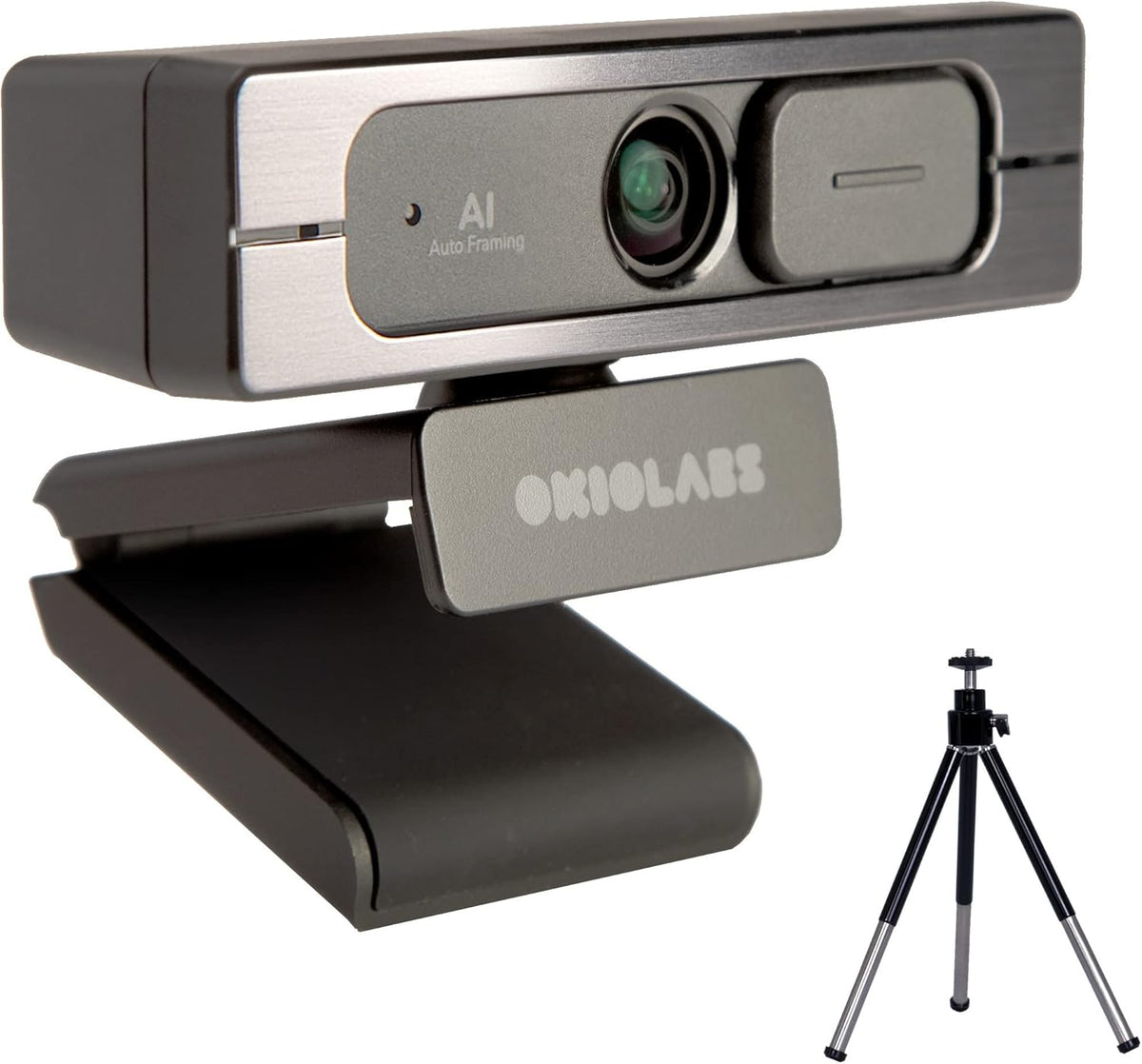 4K Ultra HD Webcam with AI Auto Framing, Wide 125-degree View, Dual Mics & Built-in Privacy Cover, with Tripod F2689