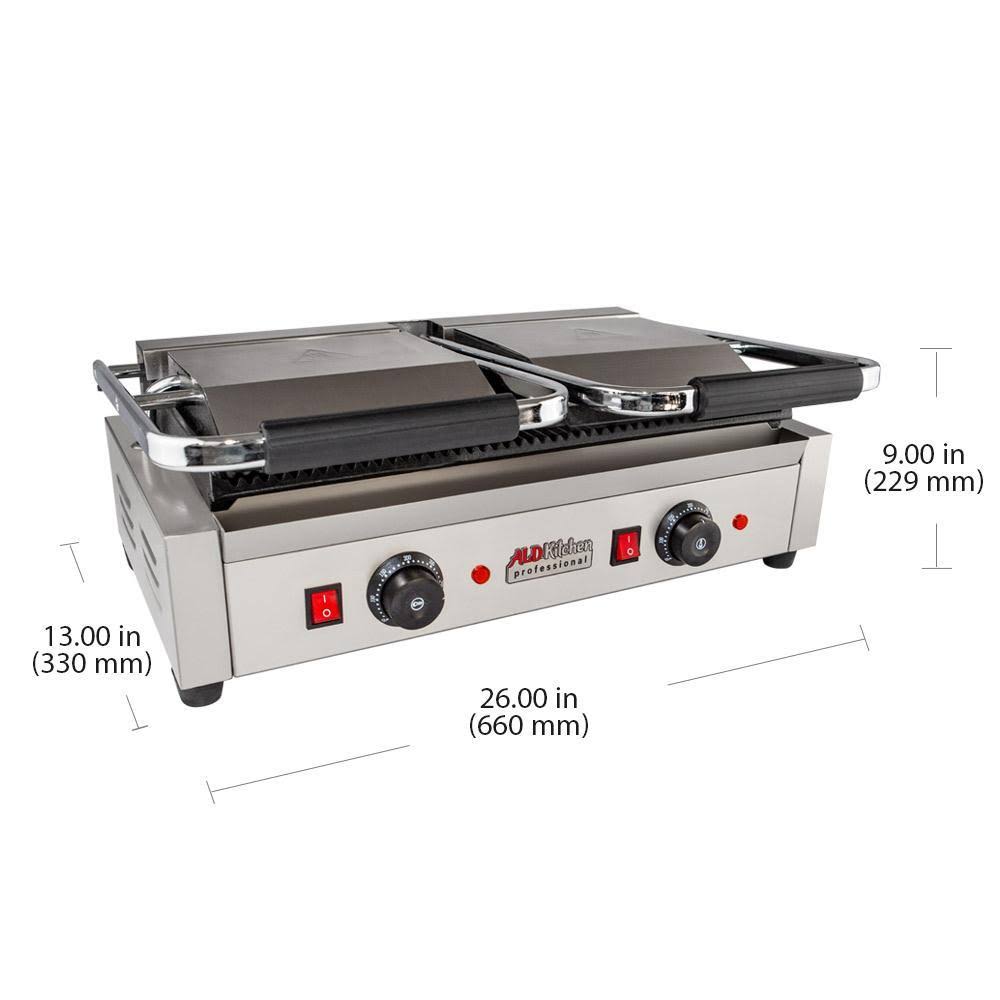 Double Panini Press Sandwich Maker with Cast-Iron Ribbed Plates Nonstick E64426