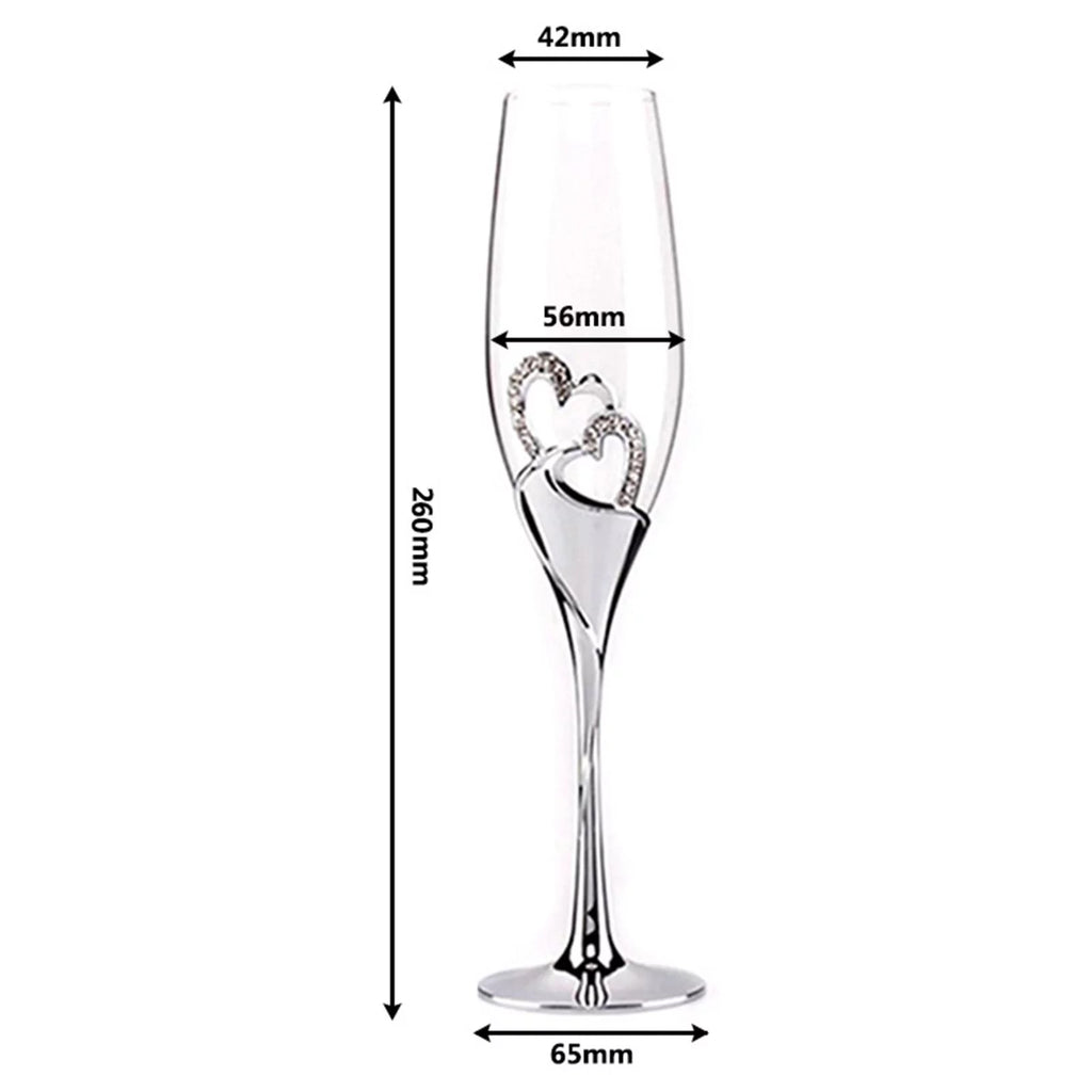 Champagne Flutes Glass Set of 2 Hand Blown Crystal I783246