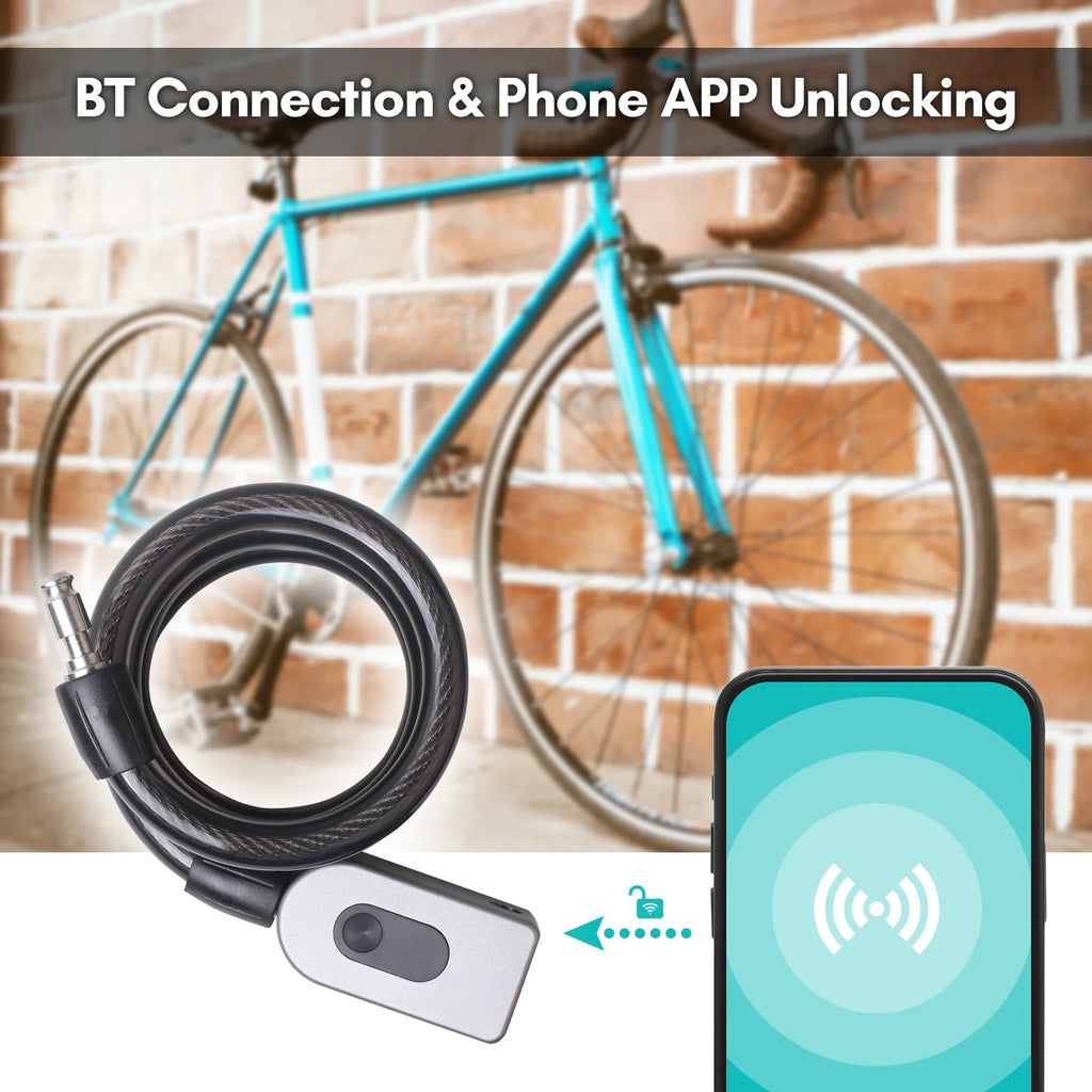 Bike Lock Cable Combination Lock Keyless Cable Lock IP66 Waterproof Built-in Battery U5739