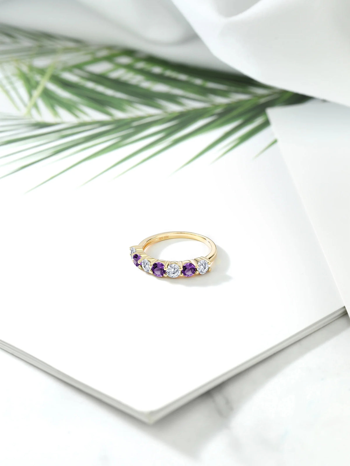 18K Yellow Gold Plated Silver Purple Amethyst Ring N73348