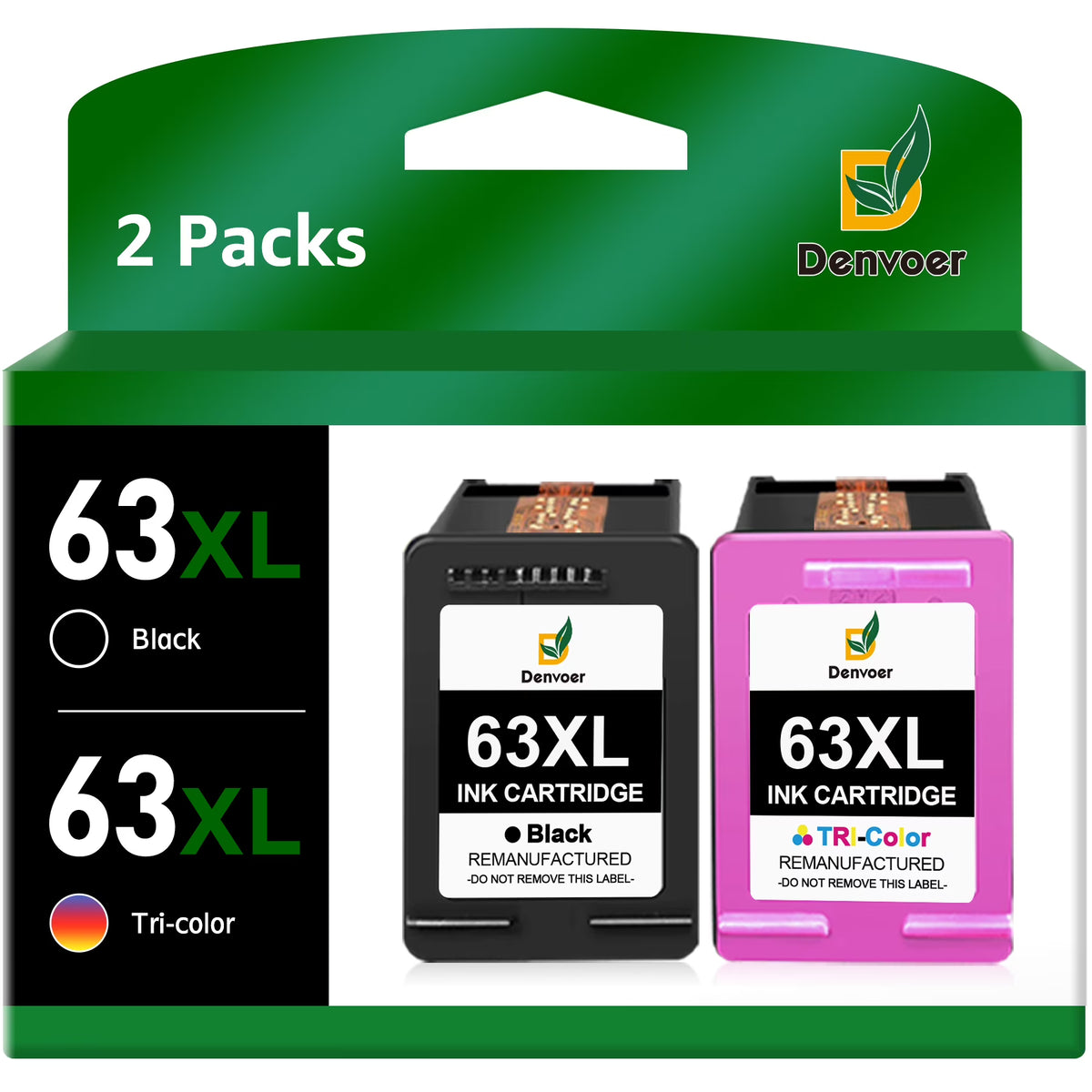 63XL Ink Cartridge Combo Pack (2-Pack, 1 Black, 1 Tri-Color) U14196