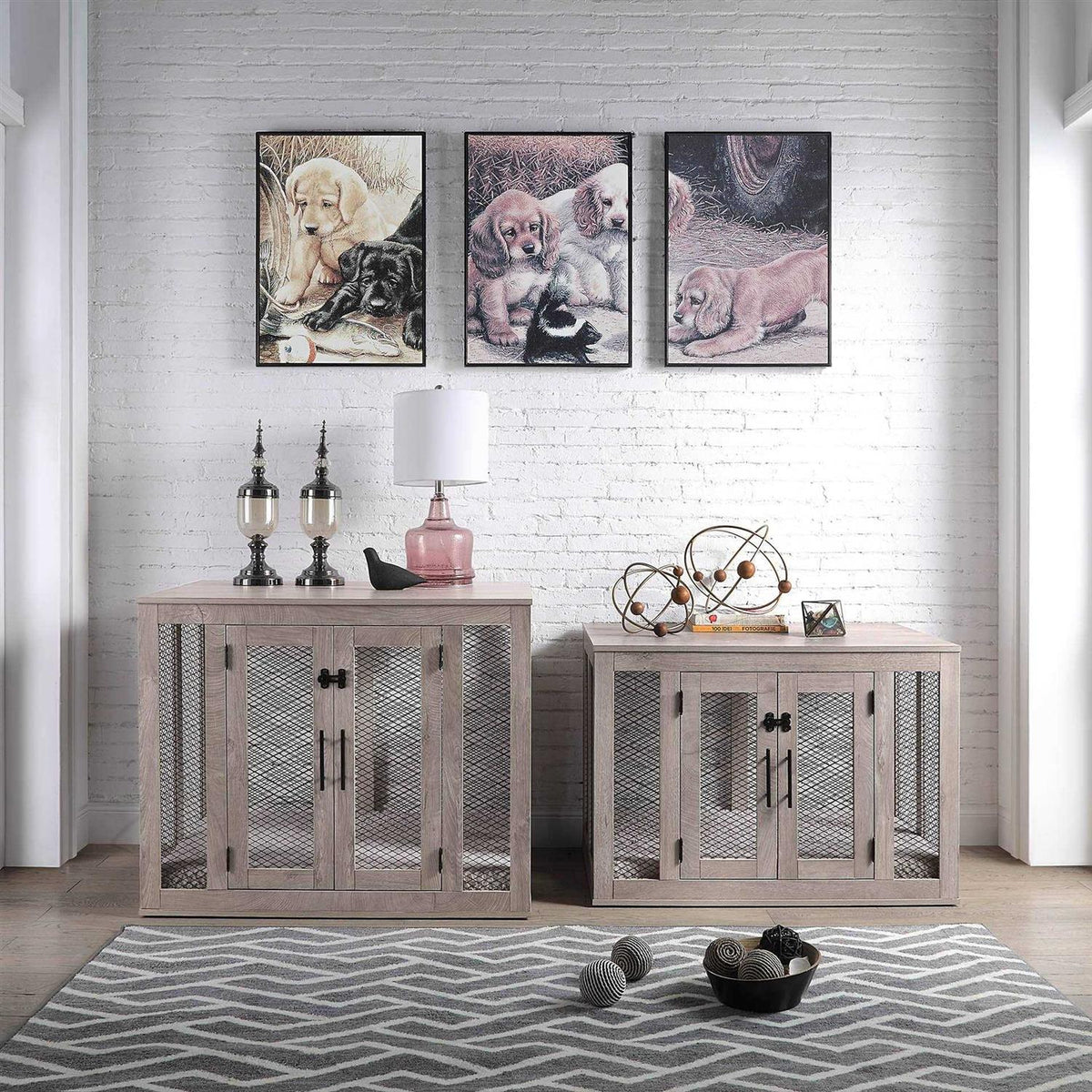 Dog Crate with Cushion and Tray K986569