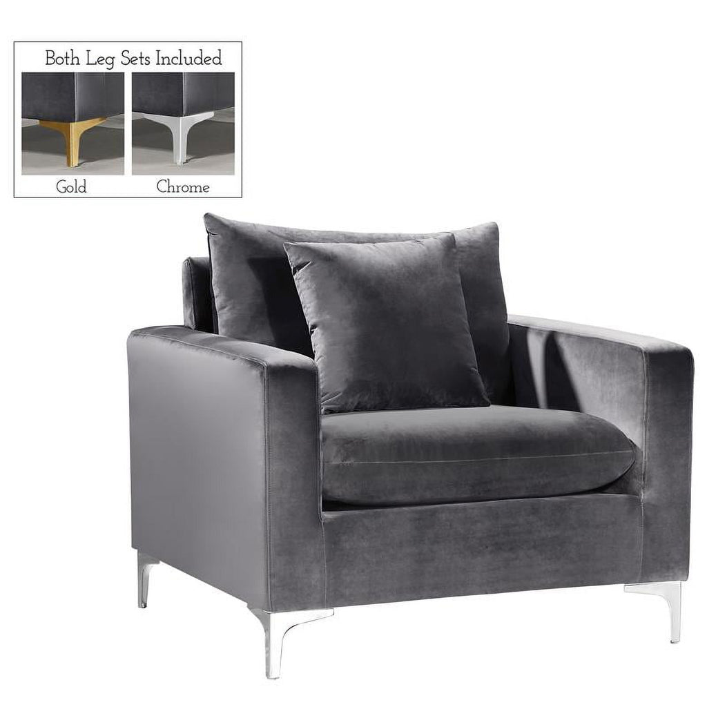 Gray Velvet 3-Piece Sofa Set E16628