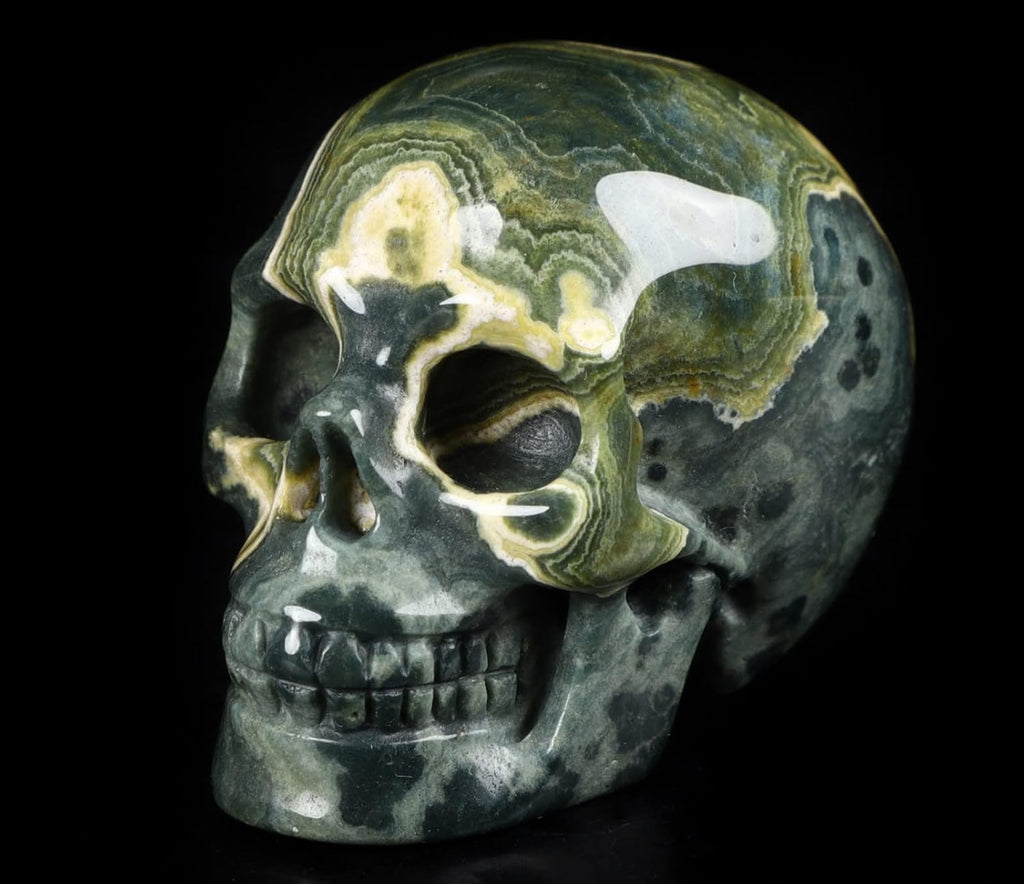 2.0” Ocean Jasper Crystal Skull Hand Carved Gemstone Sculpture Q1598