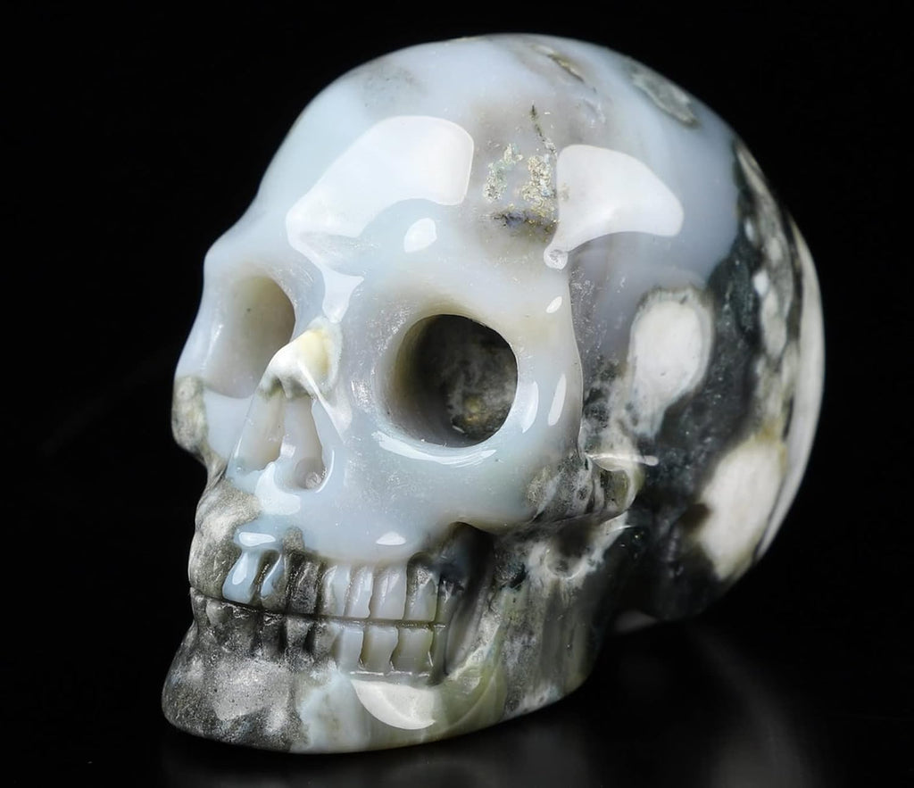 2.0” Ocean Jasper Crystal Skull Hand Carved Gemstone Sculpture Q1598
