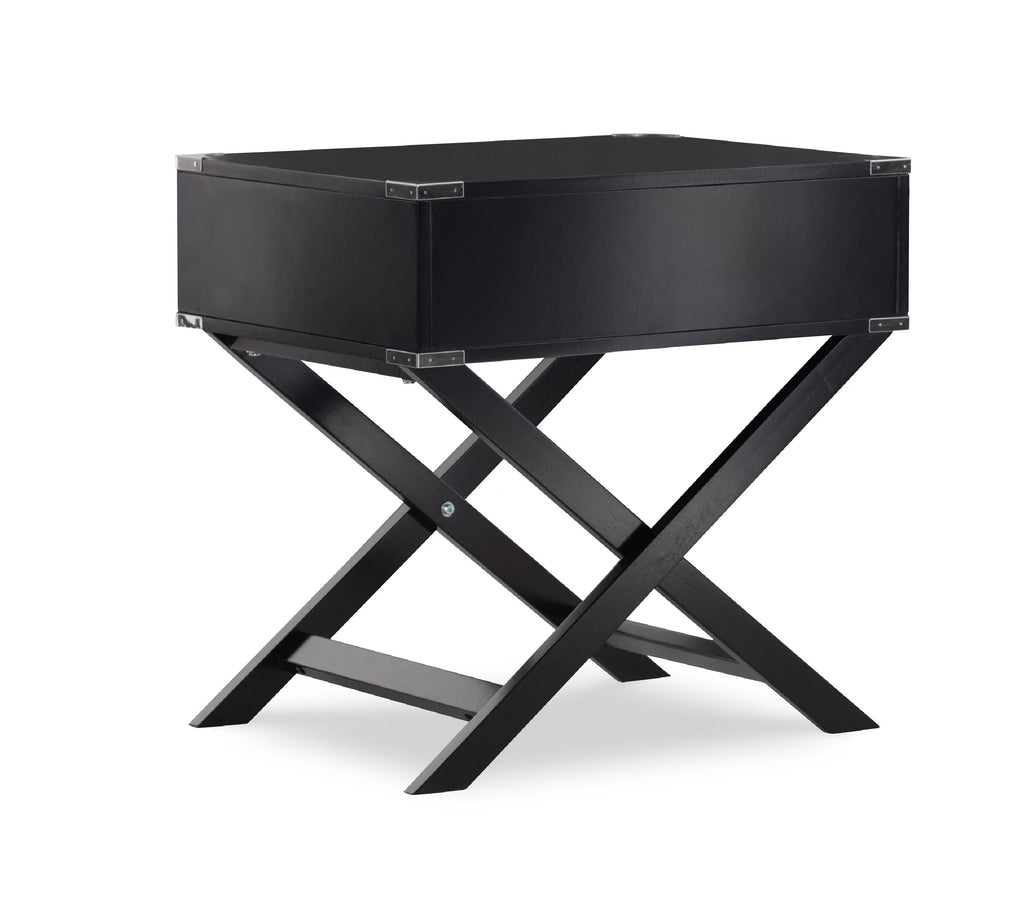 Black Single Drawer Accent Side Table I896