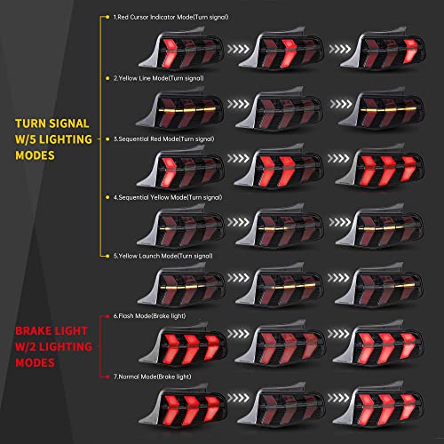 LED Tail Lights with Amber Red Turn Signal Smoke Lens T173