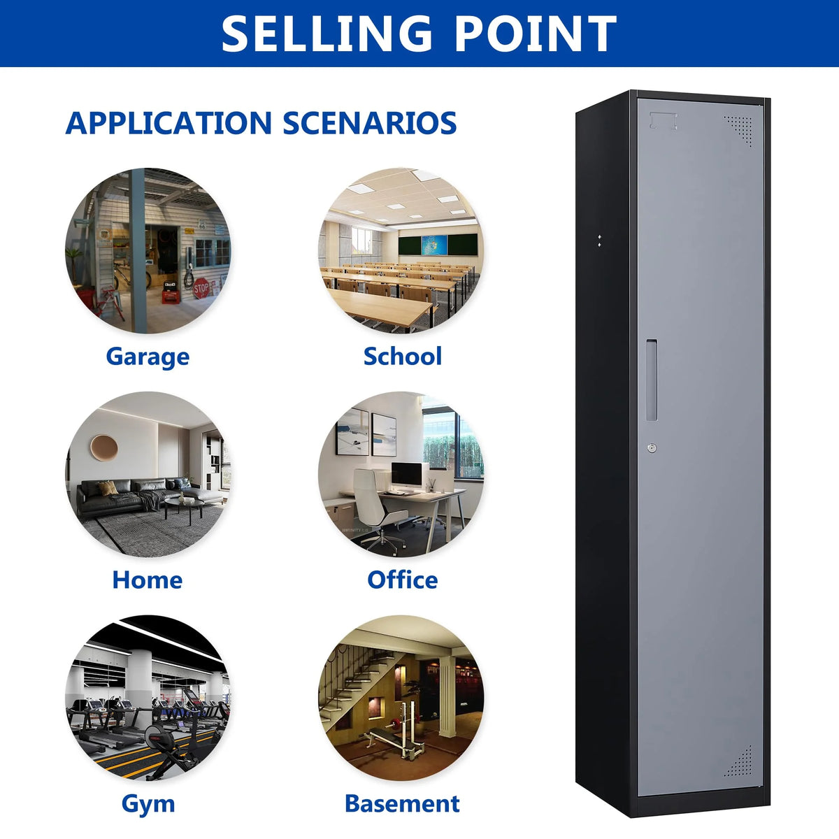 71" Gray Steel Storage Cabinet with Door P187