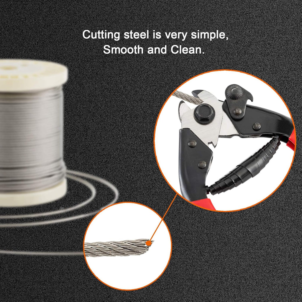 1/8 T316 Stainless Steel Cable with Cutter, 20 Pcs Protector Sleeves, 7 x 7 Strands, 450FT P402870