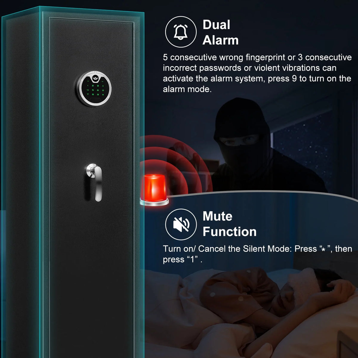 Biometric Fingerprint Long Gun Safe with Alarm System I686024
