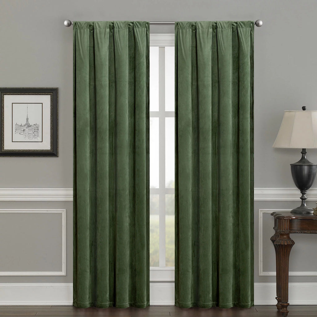 Evergreen Velvet Room Darkening Curtain Panel Pair with Rod Pocket E470