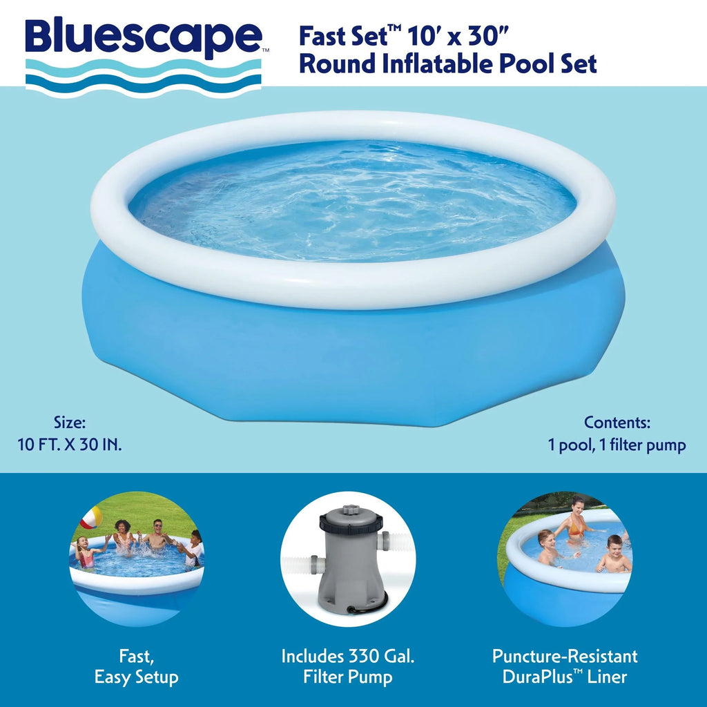 10' x 30" Round Inflatable Above Ground Pool Set U8745