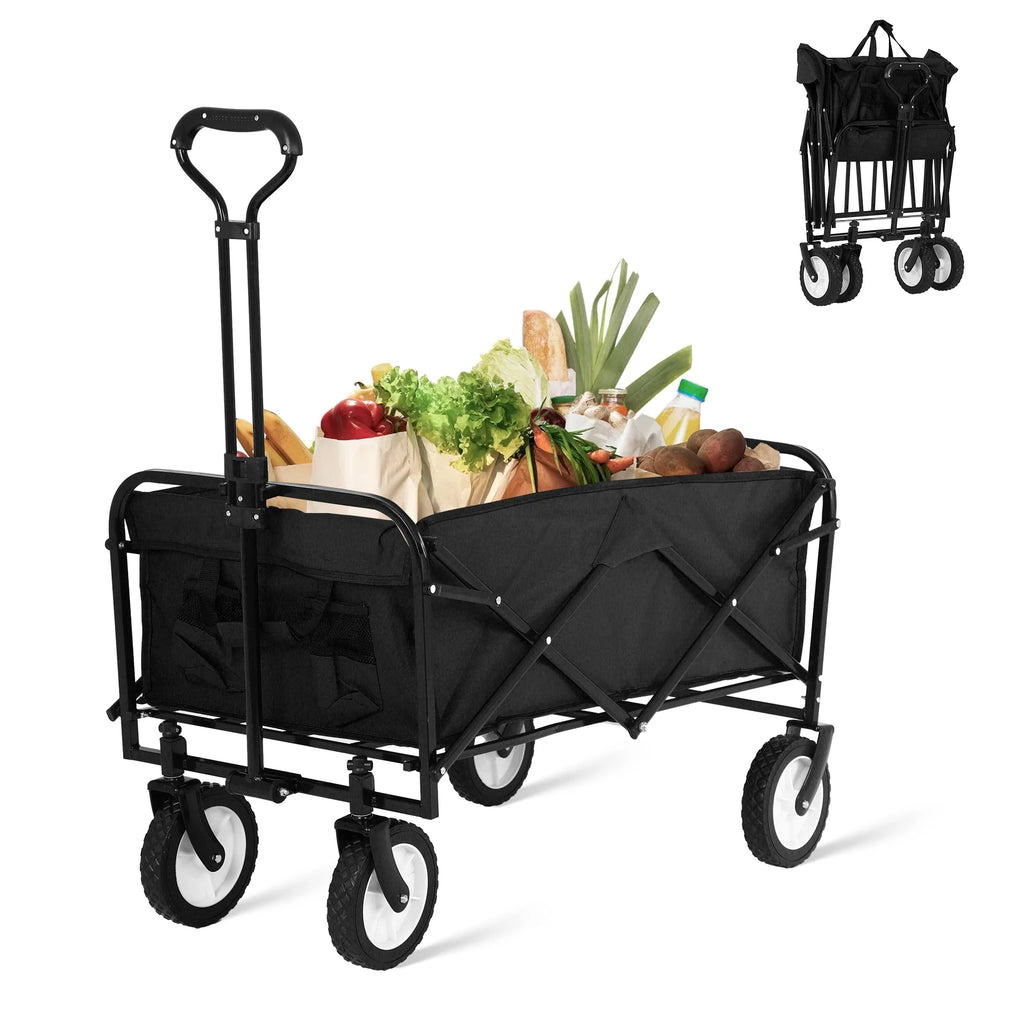 Collapsible Heavy Duty Utility Wagon with Wheels, Black E441