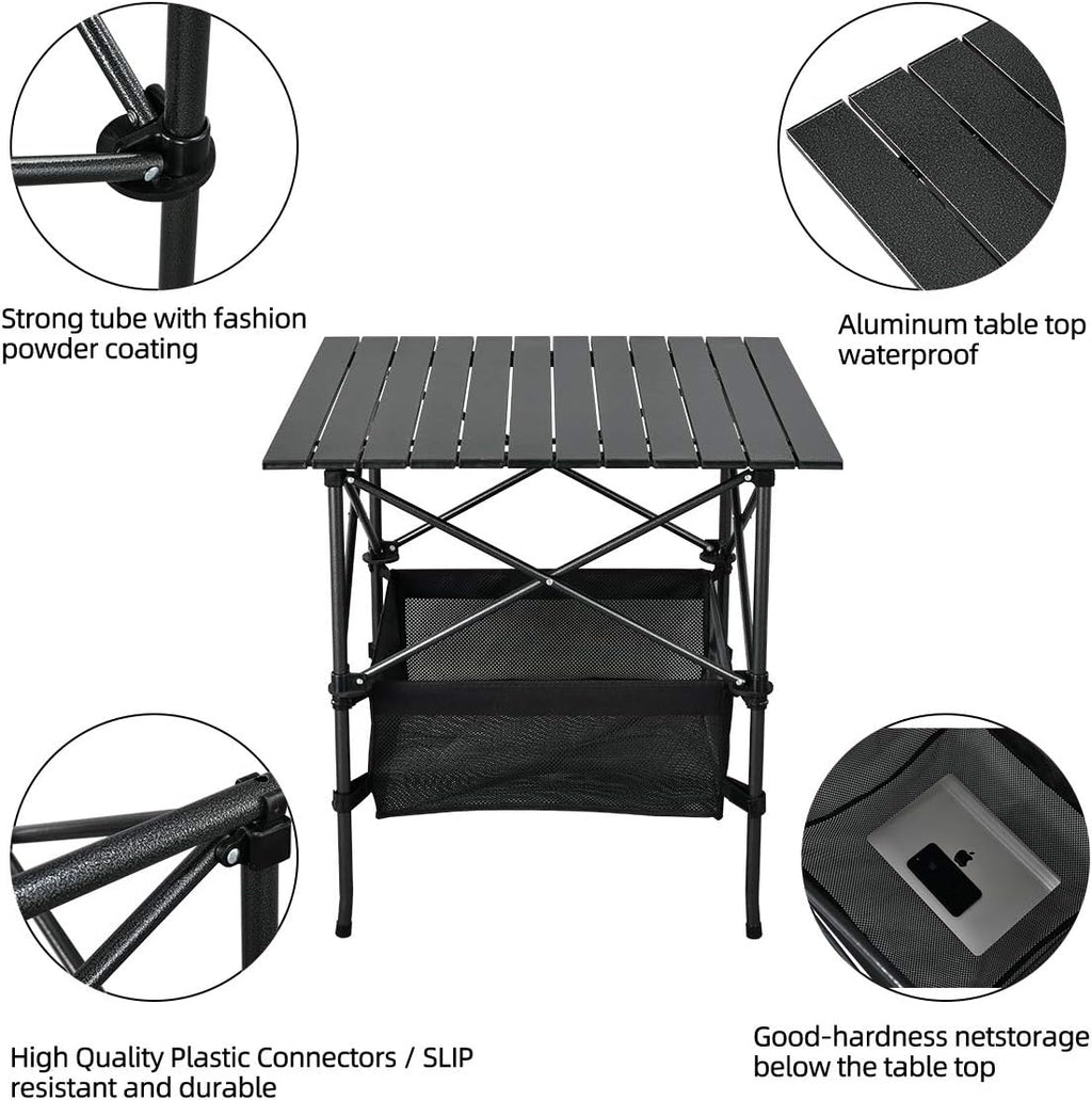 Lightweight Aluminum Folding Camping Table with Carrying Bag S853952