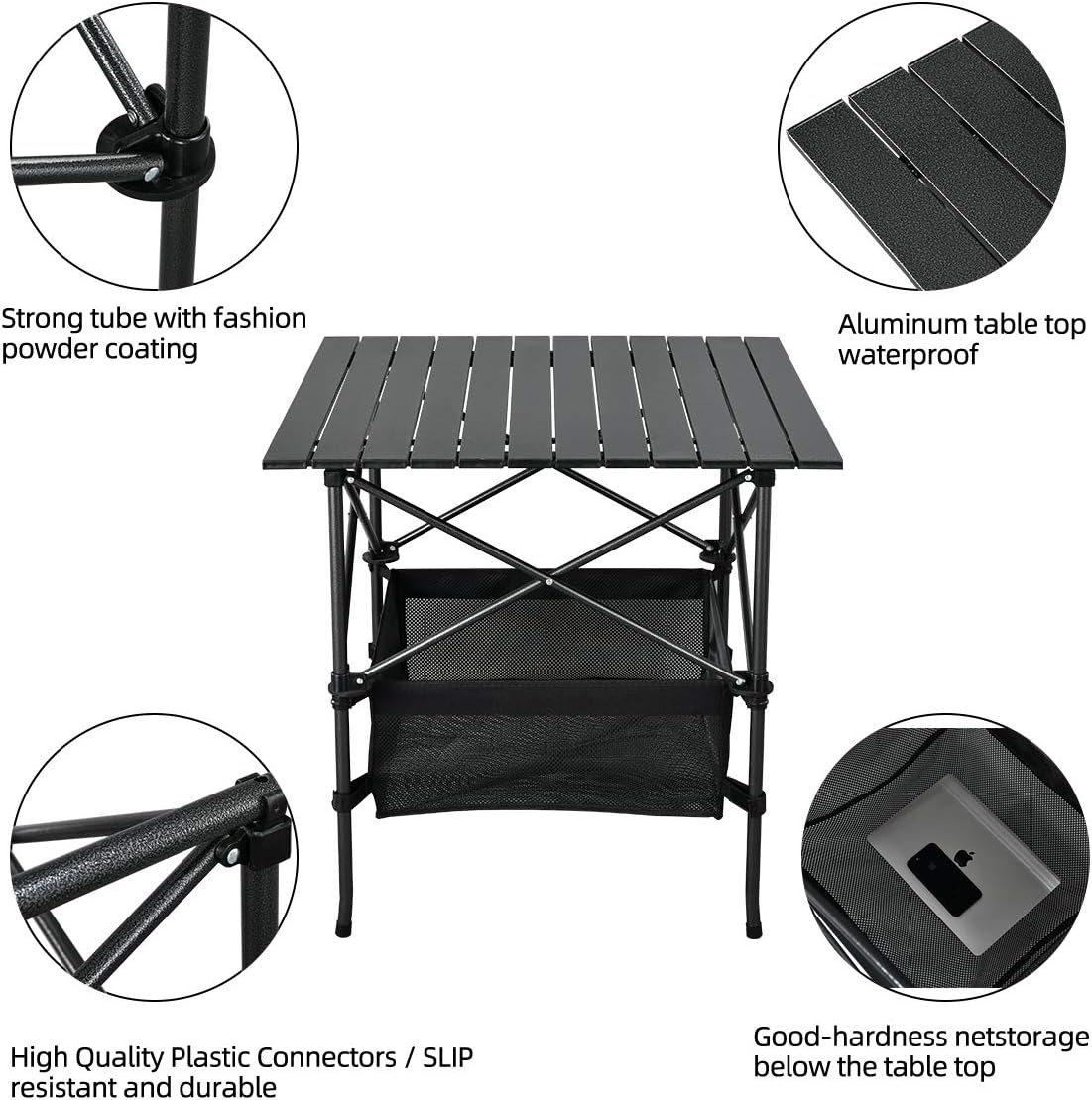 Lightweight Aluminum Folding Camping Table with Carrying Bag S853952