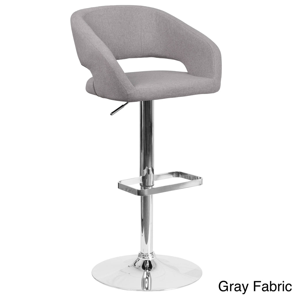 Chrome Base Adjustable Height Bar Stool (Grey Fabric) Q468784