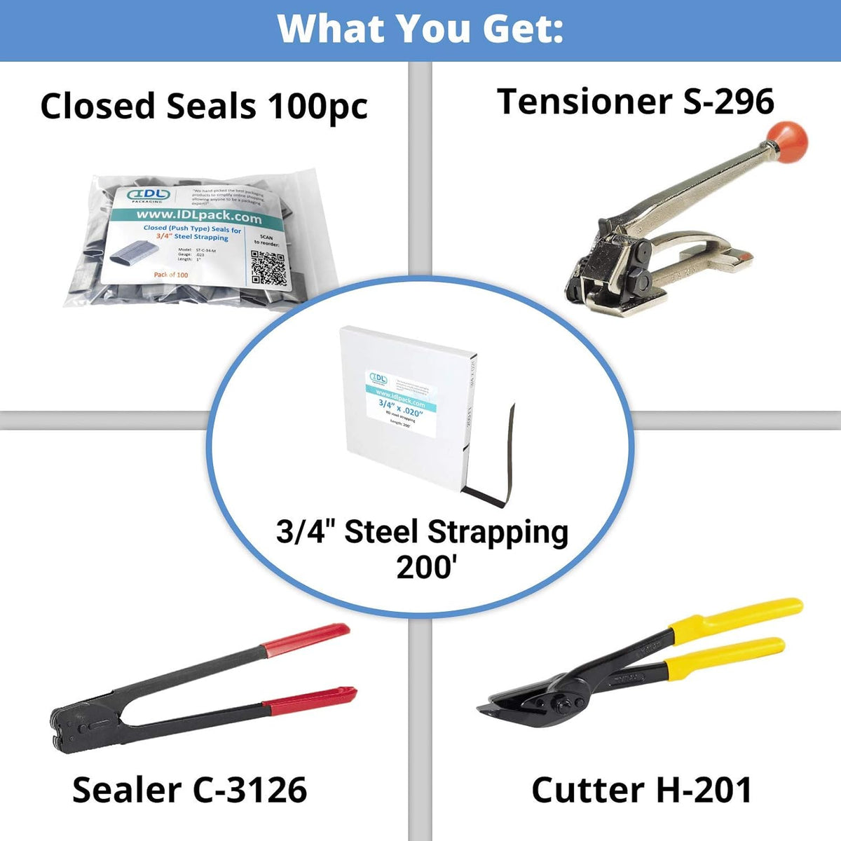 3/4" x 200' Steel Strapping Kit with 1700 lbs Break Strength D47989
