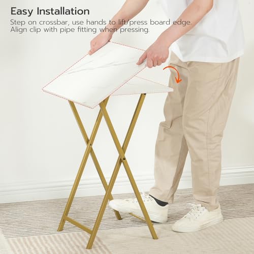 Folding TV Tray Tables Set of 4 with Storage Rack K68595