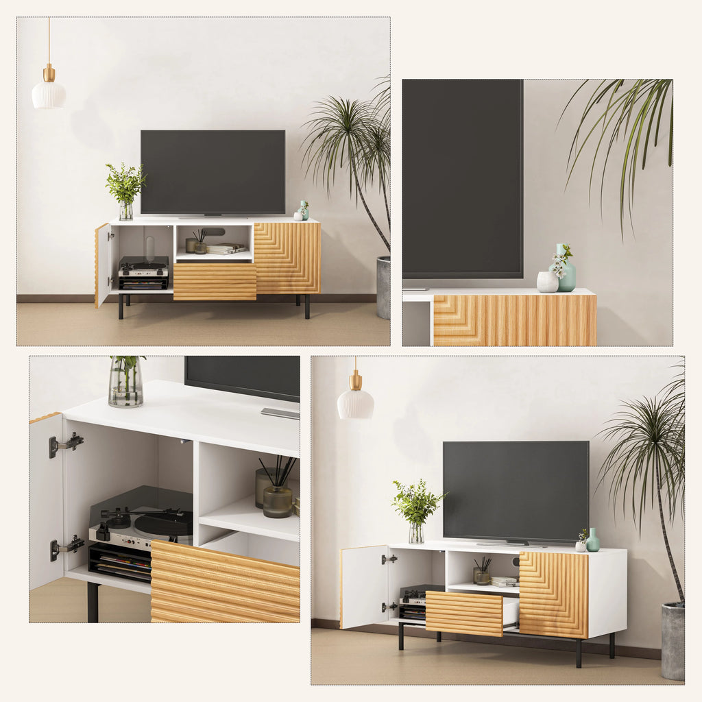 47” Mid Century Modern TV Entertainment Cabinet with Storage Doors F53059