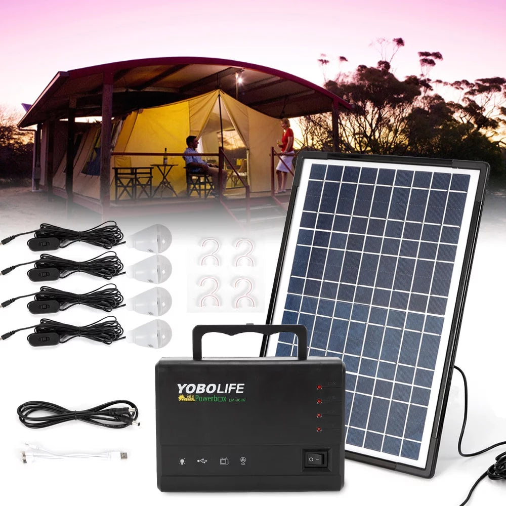 Portable Solar Panel Power Generator Kit with 4 LED I626202