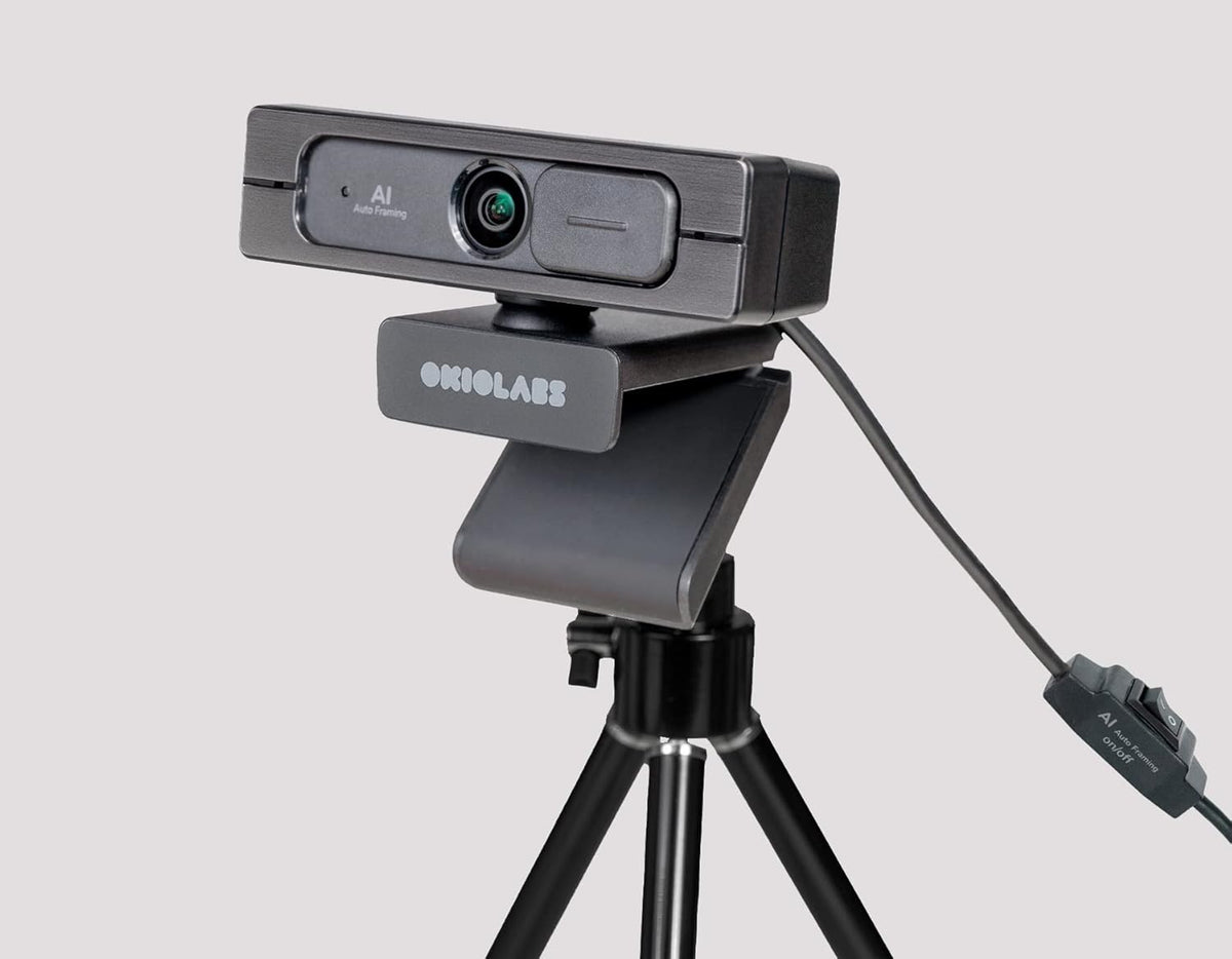 4K Ultra HD Webcam with AI Auto Framing, Wide 125-degree View, Dual Mics & Built-in Privacy Cover, with Tripod F2689