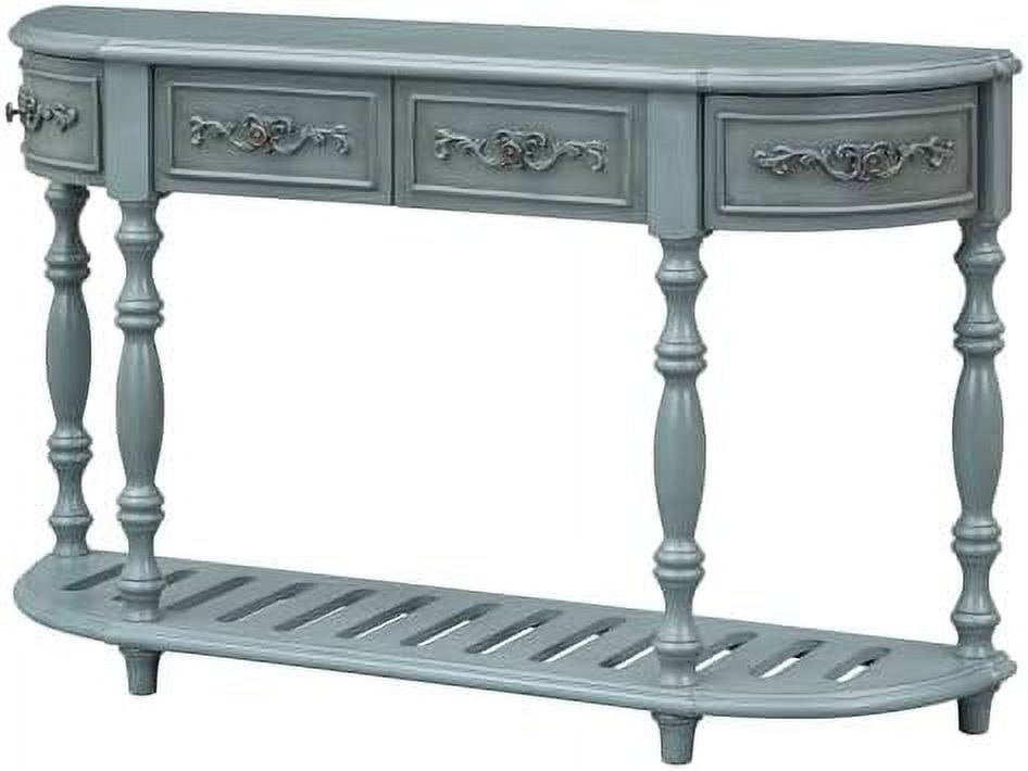 Retro Curved Console Table with 2 Top Drawers and Solid Wooden Frame K227