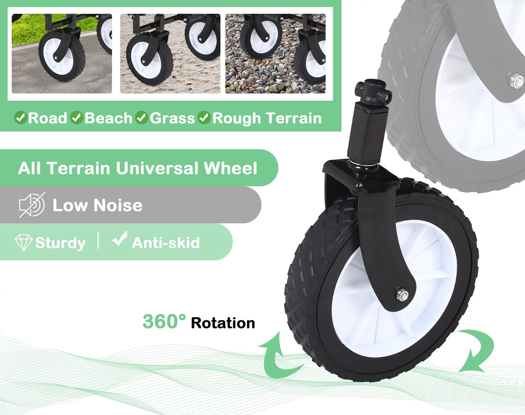 Collapsible Heavy Duty Utility Wagon with Wheels, Black E441