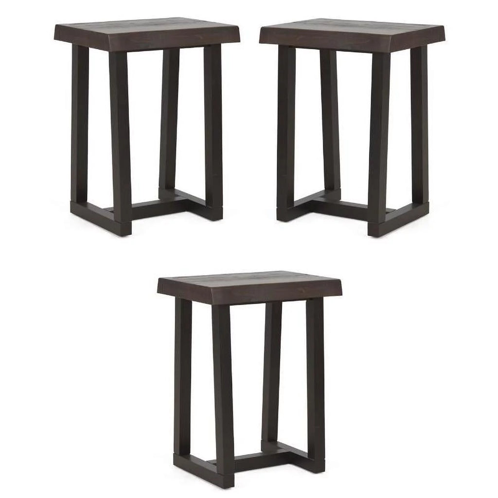 Solid Wood Live Edge Stool Set of 3 B704