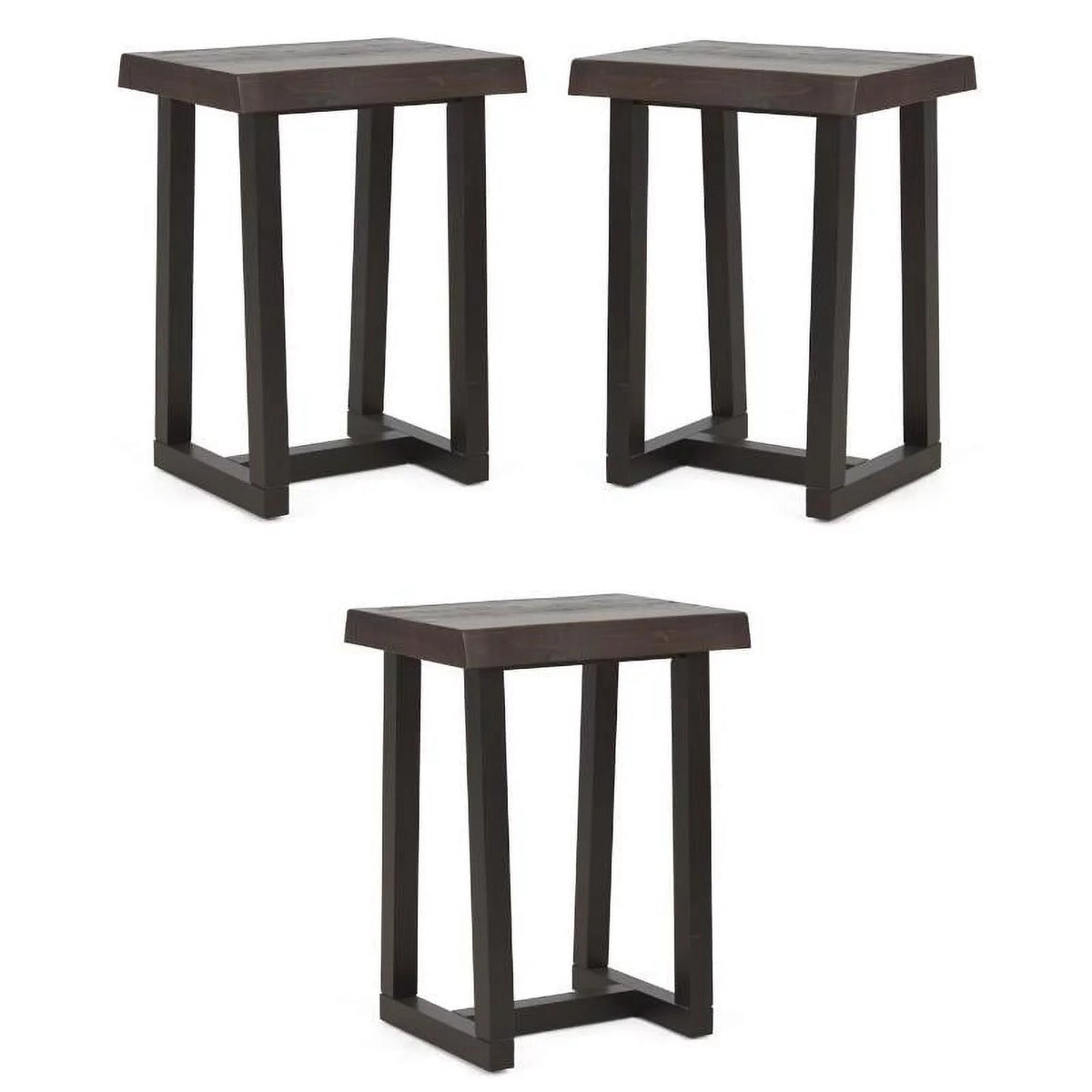Solid Wood Live Edge Stool Set of 3 B704
