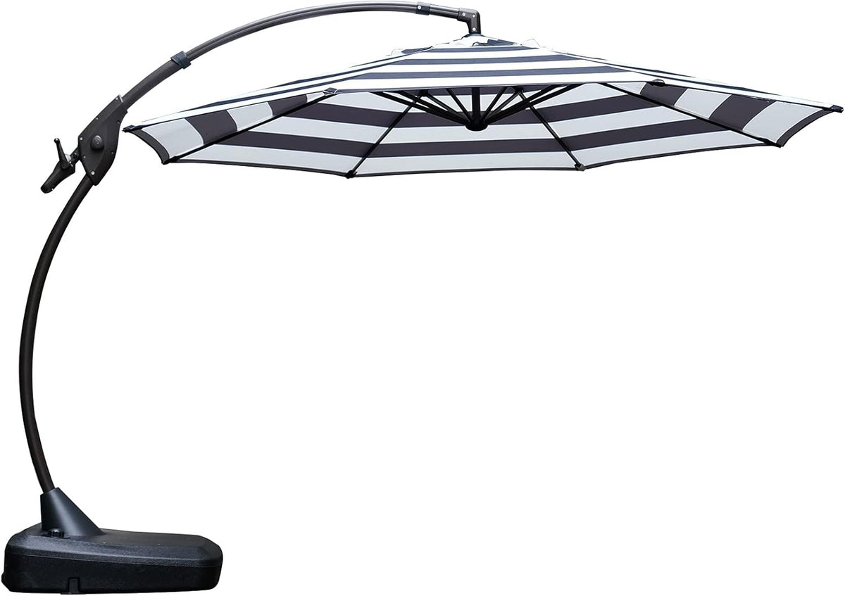 11 FT Curvy Aluminum Offset Umbrella with Base Z69424