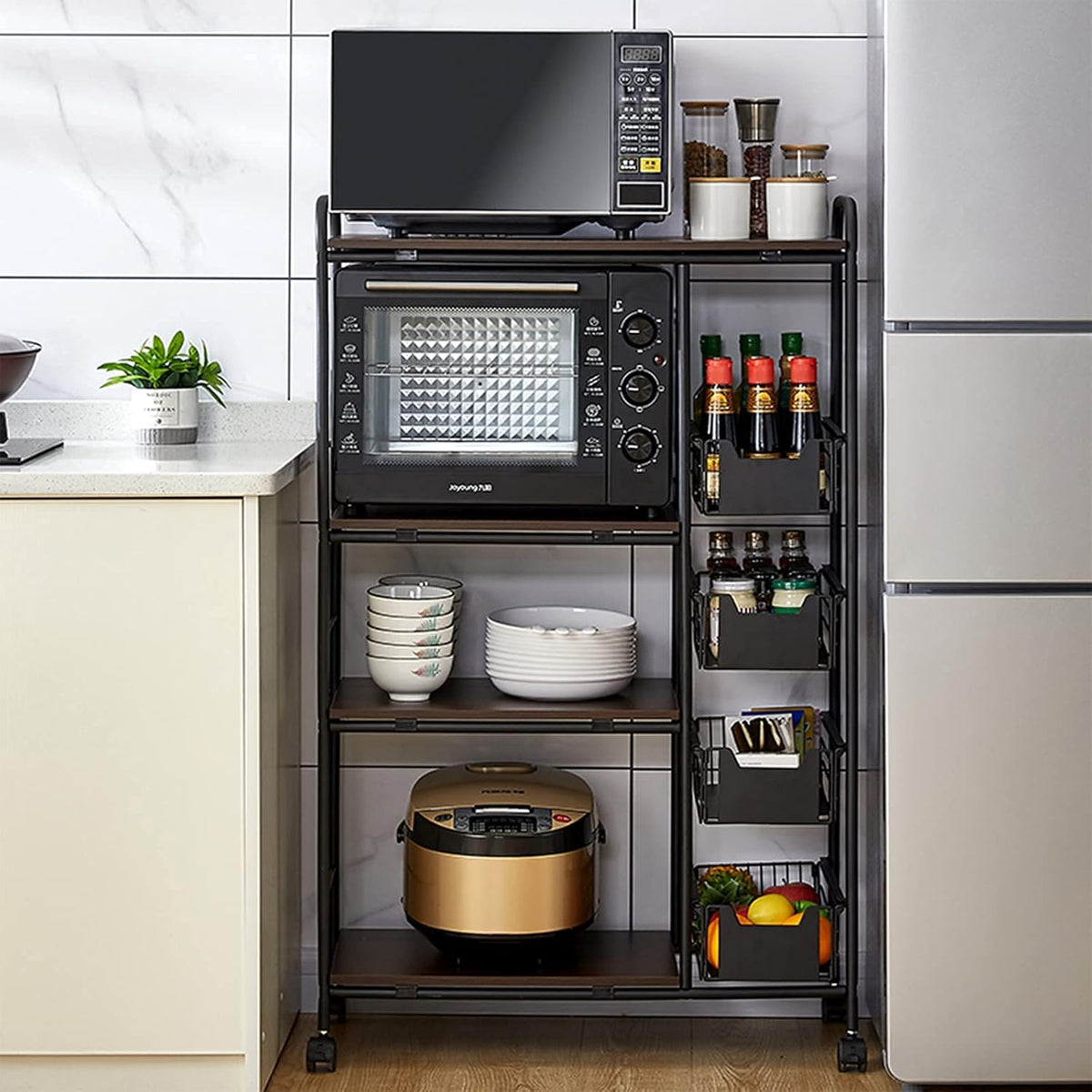Kitchen Standing Bakers Rack with Storage Basket C45736