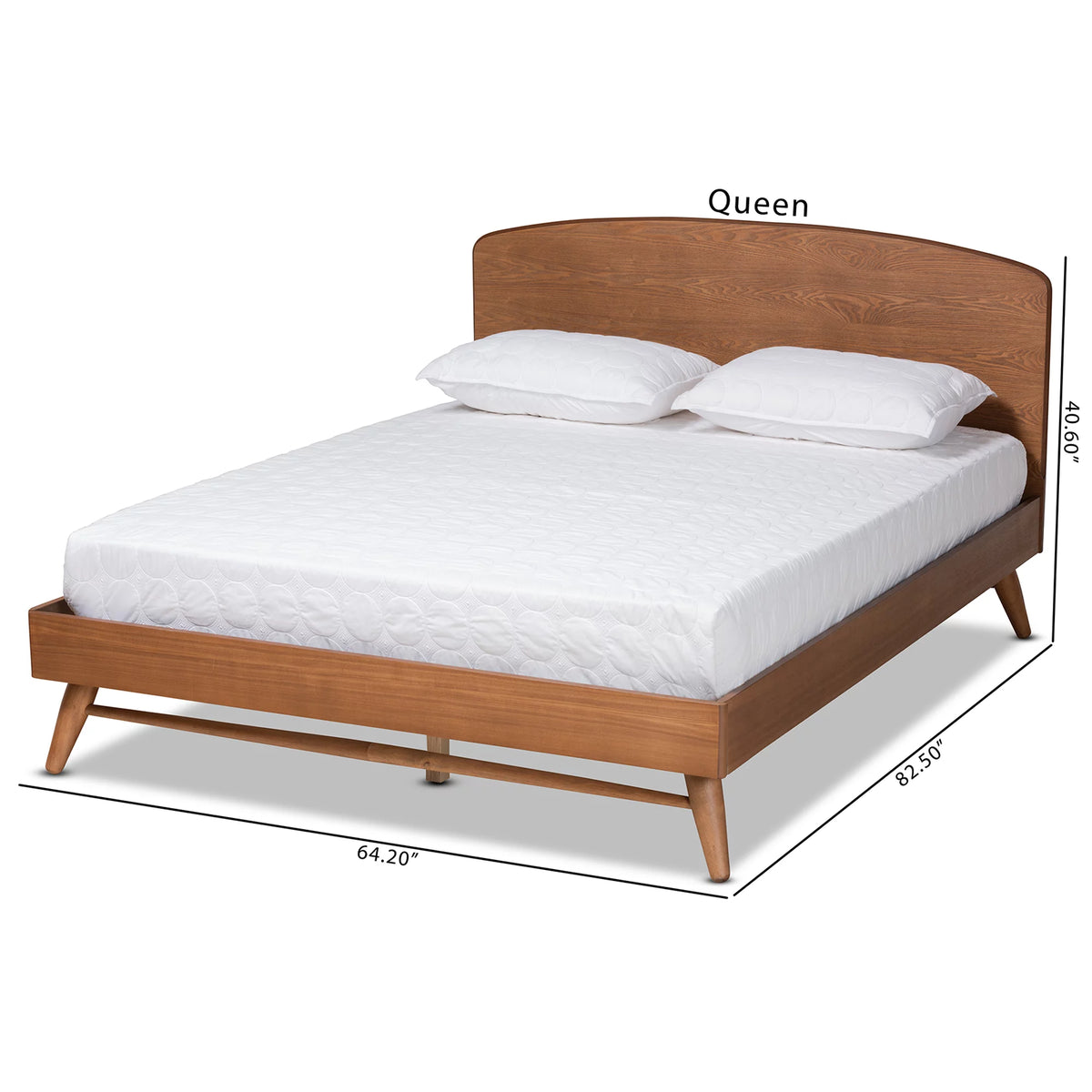 Queen Walnut Brown Engineered Wood Platform Bed Z4892