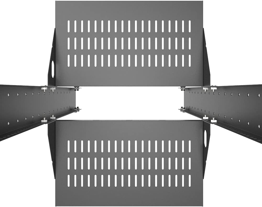 2U Cantilever Server Shelf Rack Mount 19 Inch 2 Piece Set Black R6000
