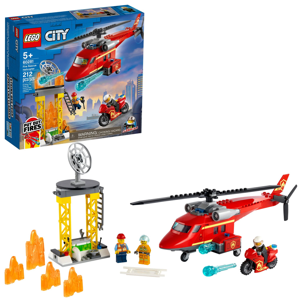 Fire Rescue Helicopter Building Toy and Playset 212 Pieces Y773