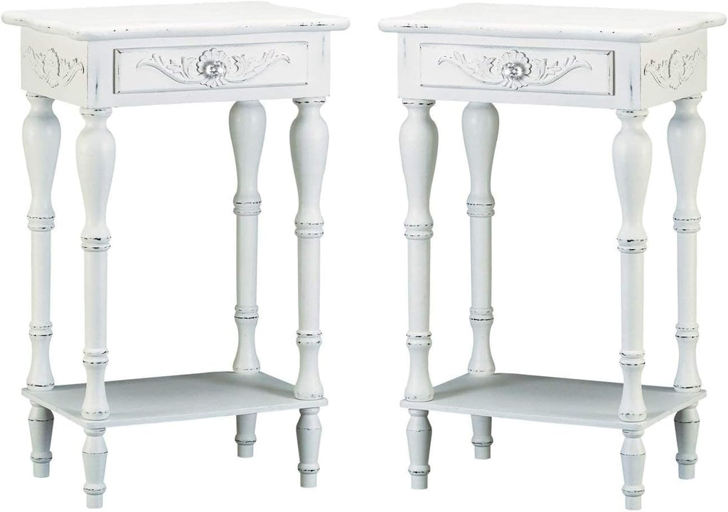 Set of 2 Carved Wood Nightstands P600389