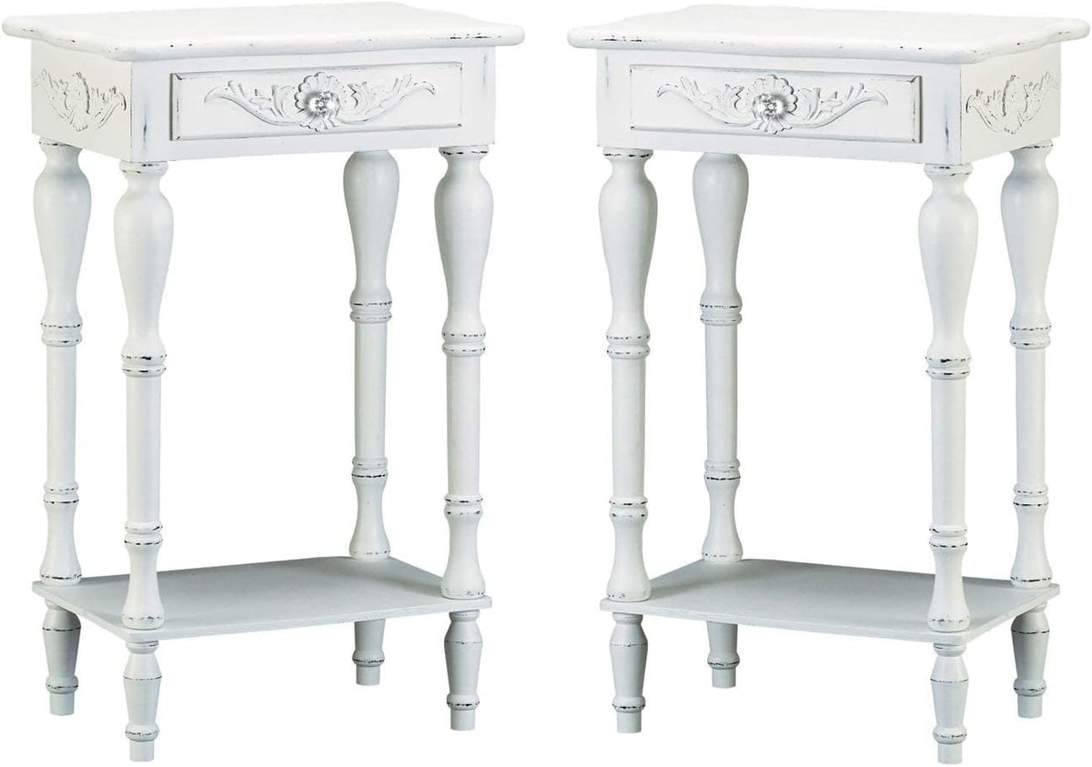 Set of 2 Carved Wood Nightstands P600389