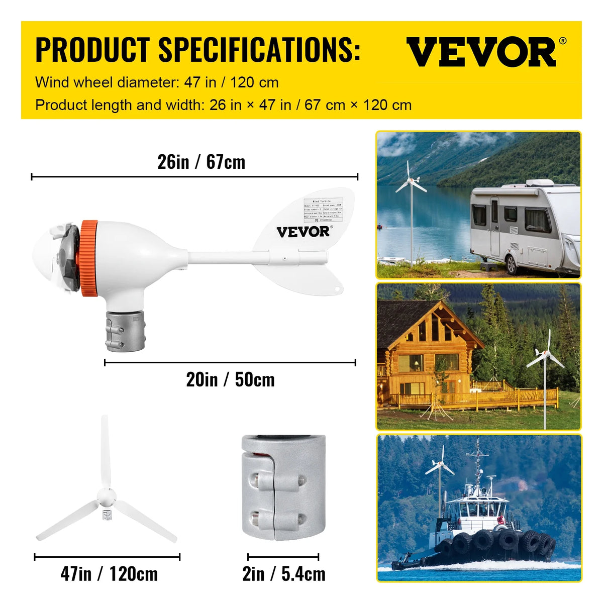 400W 12V Wind Turbine Generator with MPPT Controller F65402