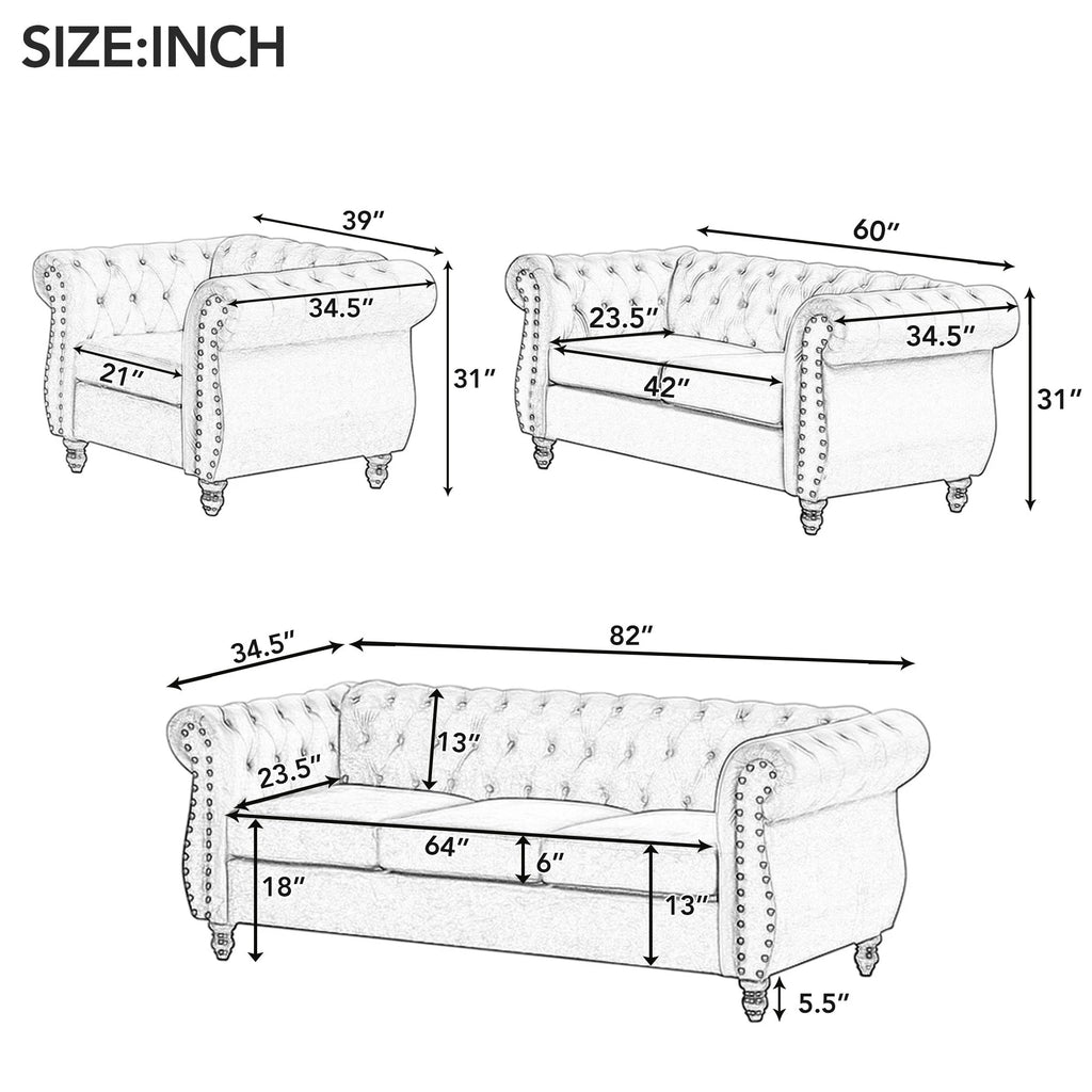 Beige Plush Upholstered Sofa with Solid Wood Legs Z86644