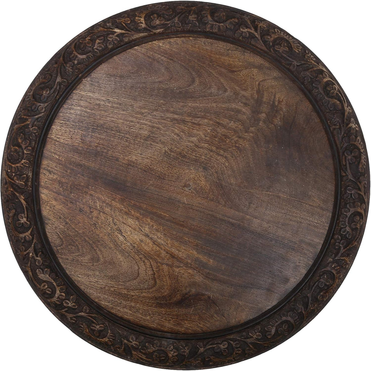 Solid Carved Mango Wood Round Coffee Table - 18x18 Inch N61661