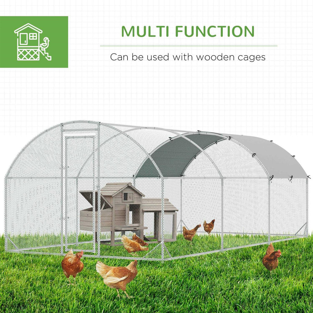 Metal Chicken Coop Walk-in Enclosure with Cover O3296