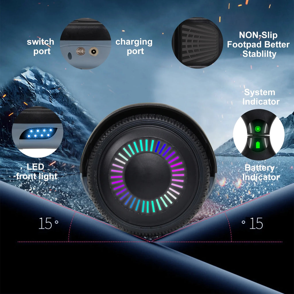 6.5 In. All Terrain Self Balancing Hoverboard with Bluetooth Speaker and LED Lights, Black Gray M1621
