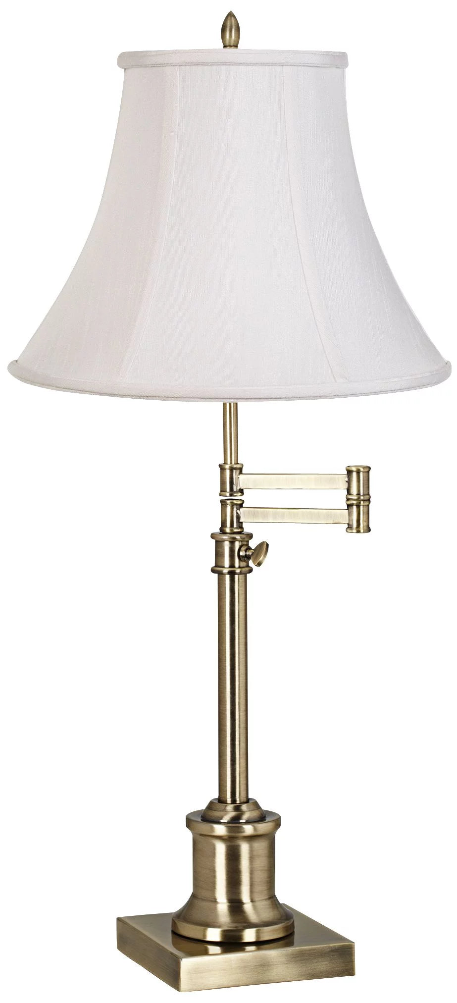 Antique Brass Table Lamp with Fabric Bell Shade E373552