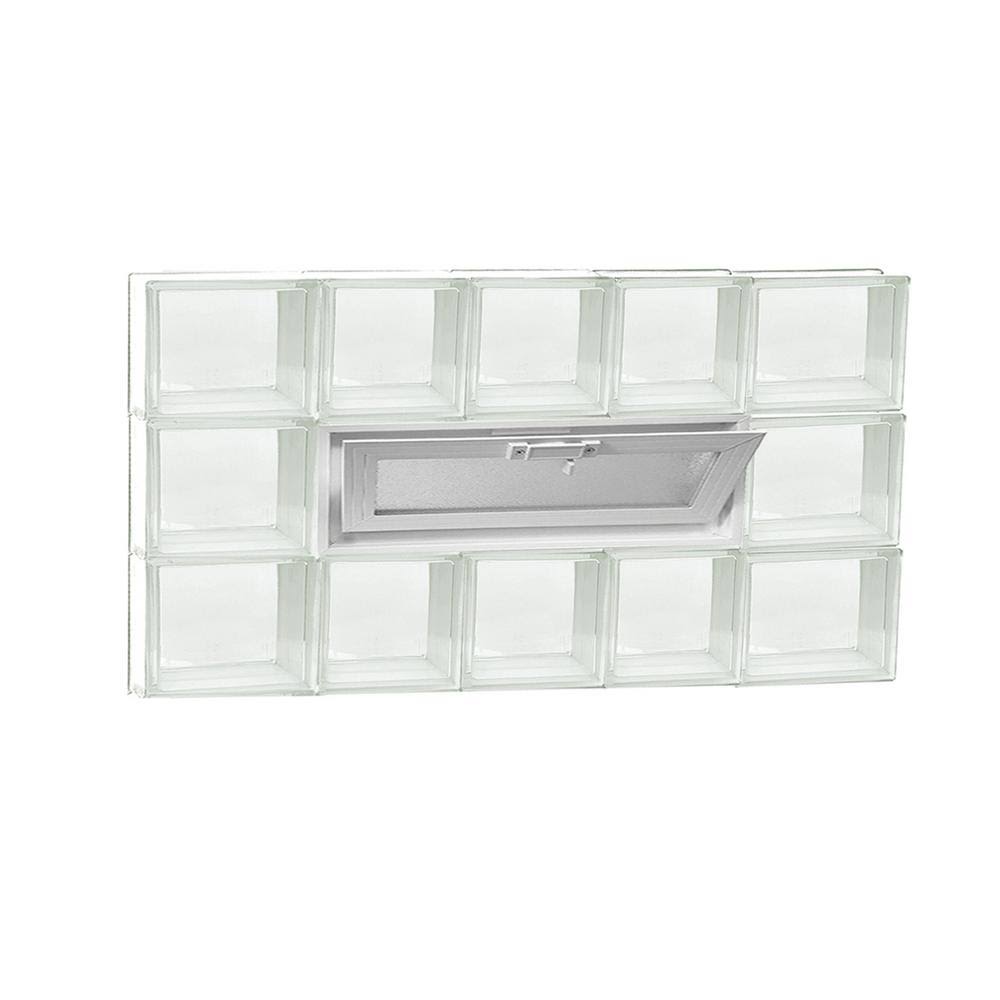 Frameless Vented Clear Glass Block Window O297