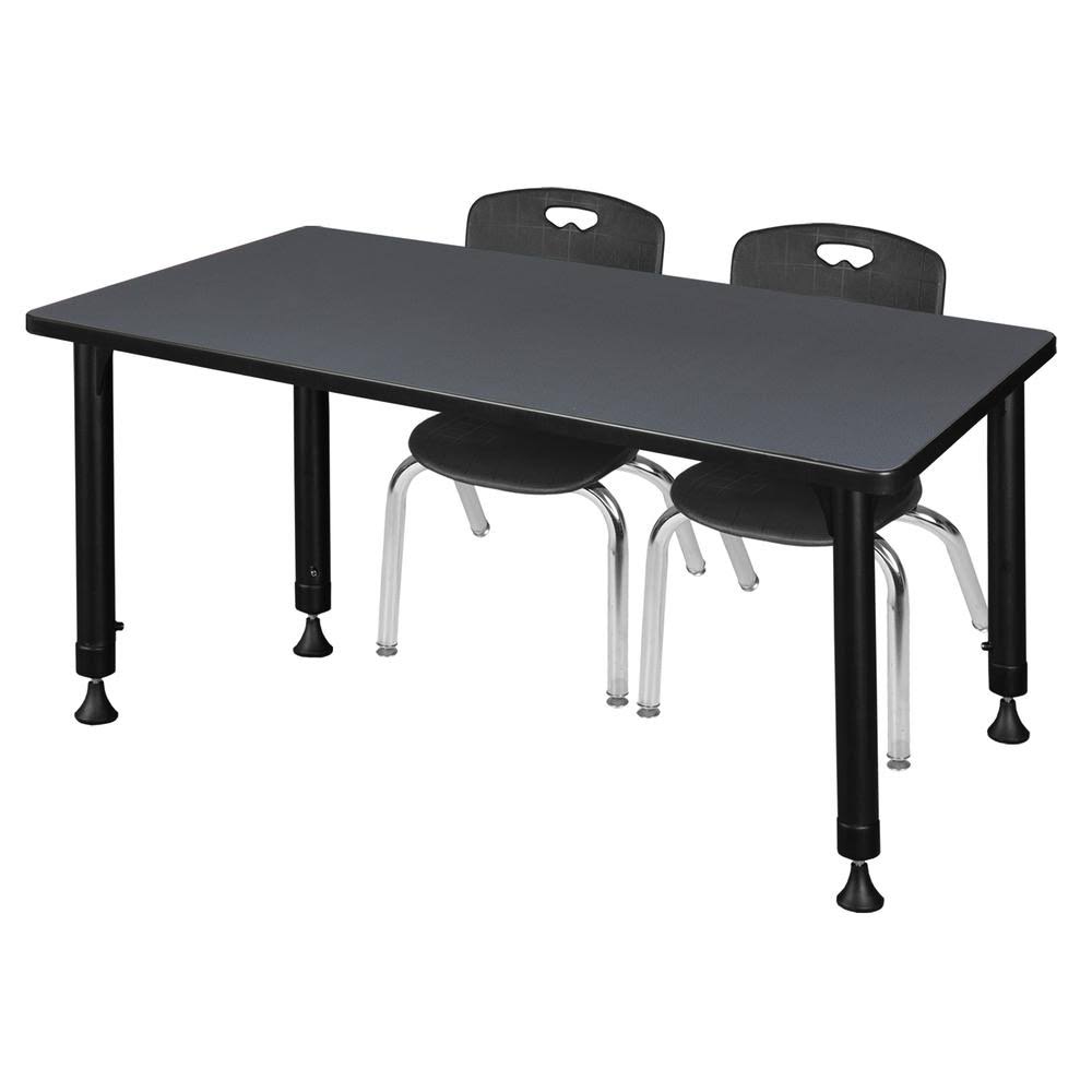48x22 x 30x22 Height Adjustable Classroom Table with 2 Stack Chairs F3273