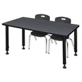 48x22 x 30x22 Height Adjustable Classroom Table with 2 Stack Chairs F3273