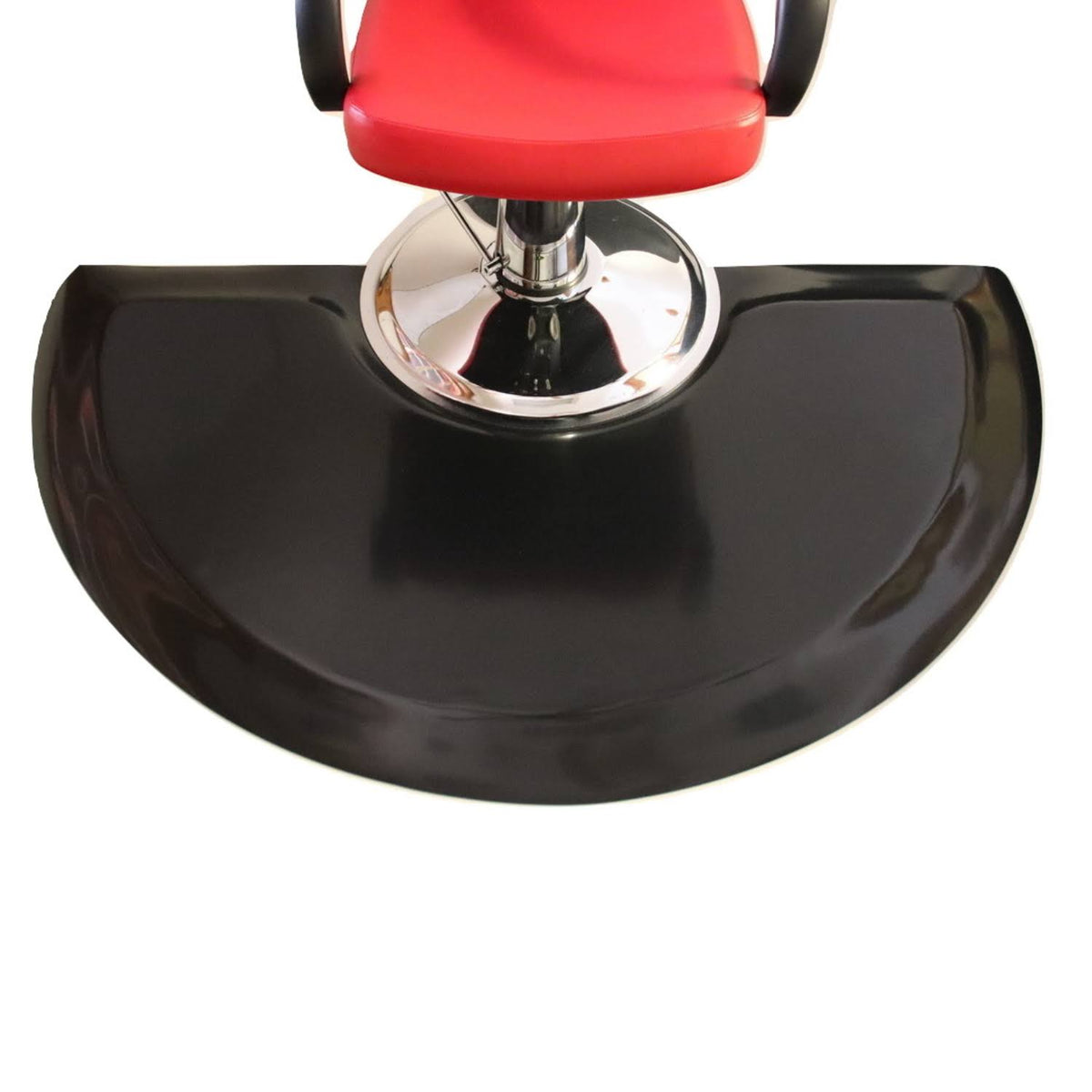 Solid Black Semi-Circle Salon Mat T24392